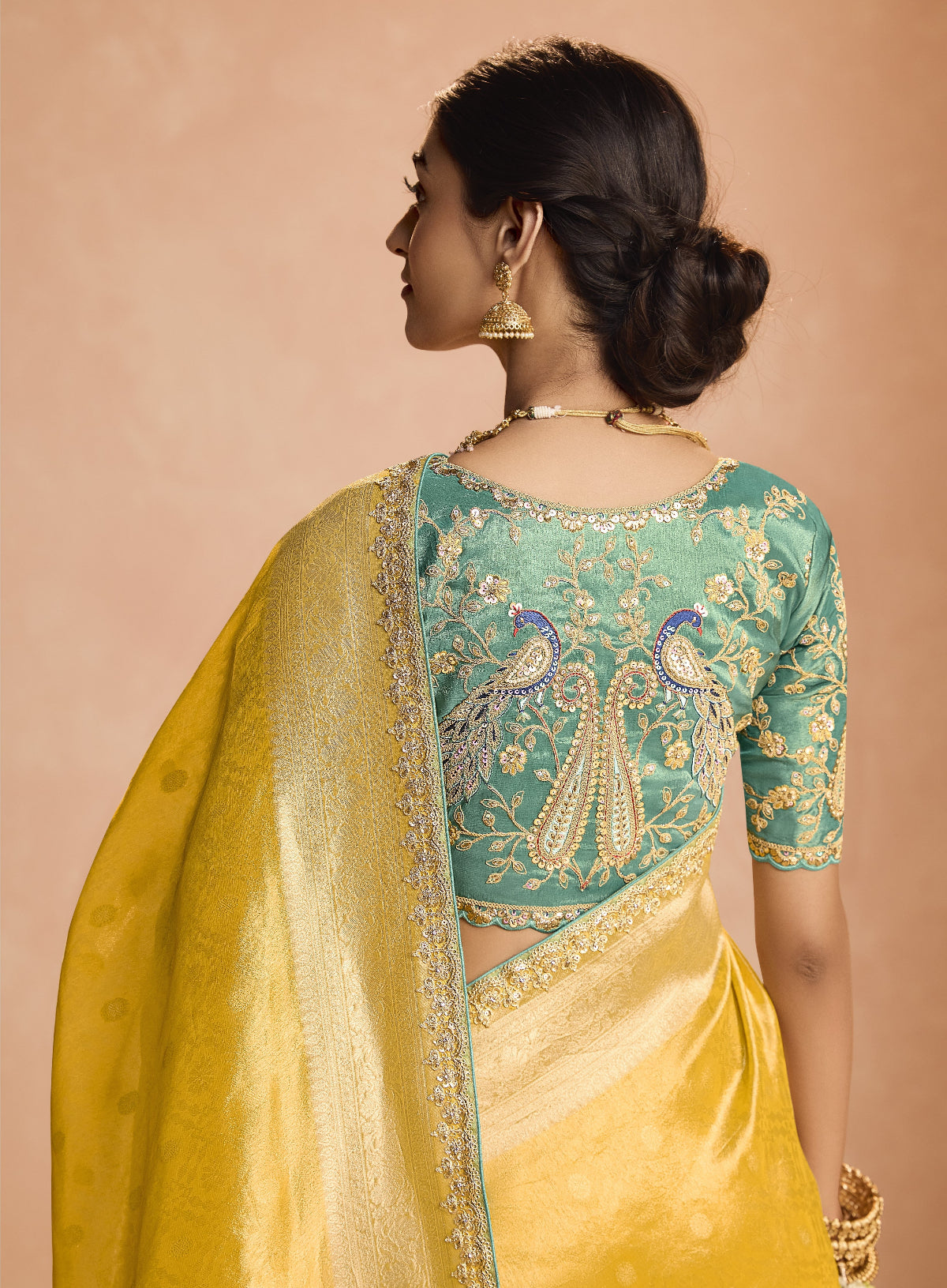 Shop Yellow Bridal Banarasi Silk Sarees Online - STORI