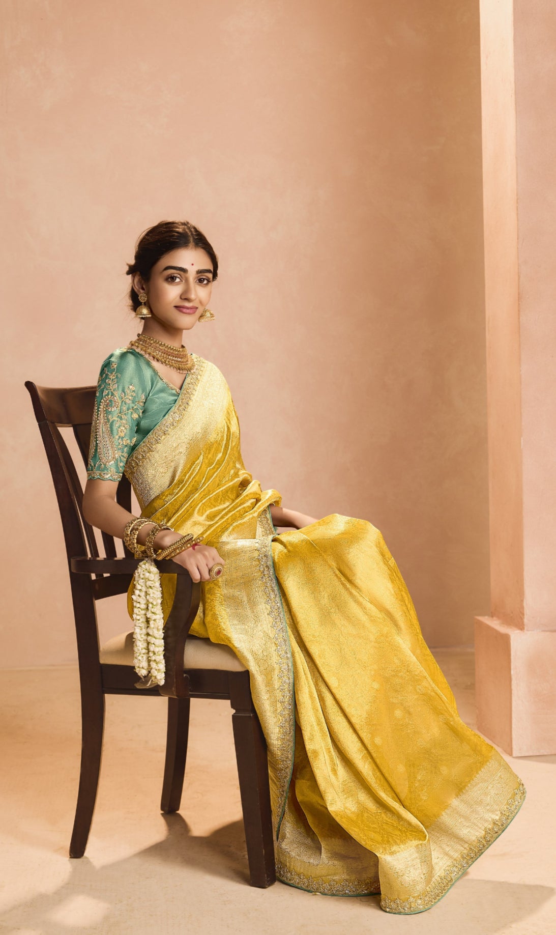 Shop Yellow Bridal Banarasi Silk Sarees Online - STORI