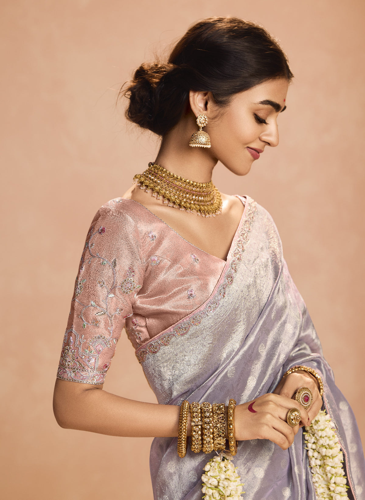 Shop Grey Banarasi Silk Sarees Online - STORI