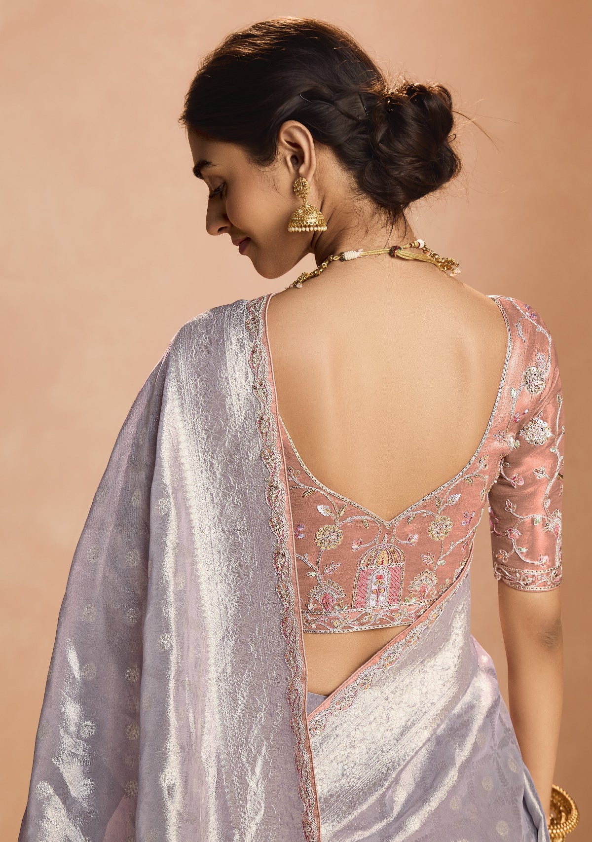 Shop Grey Banarasi Silk Sarees Online - STORI