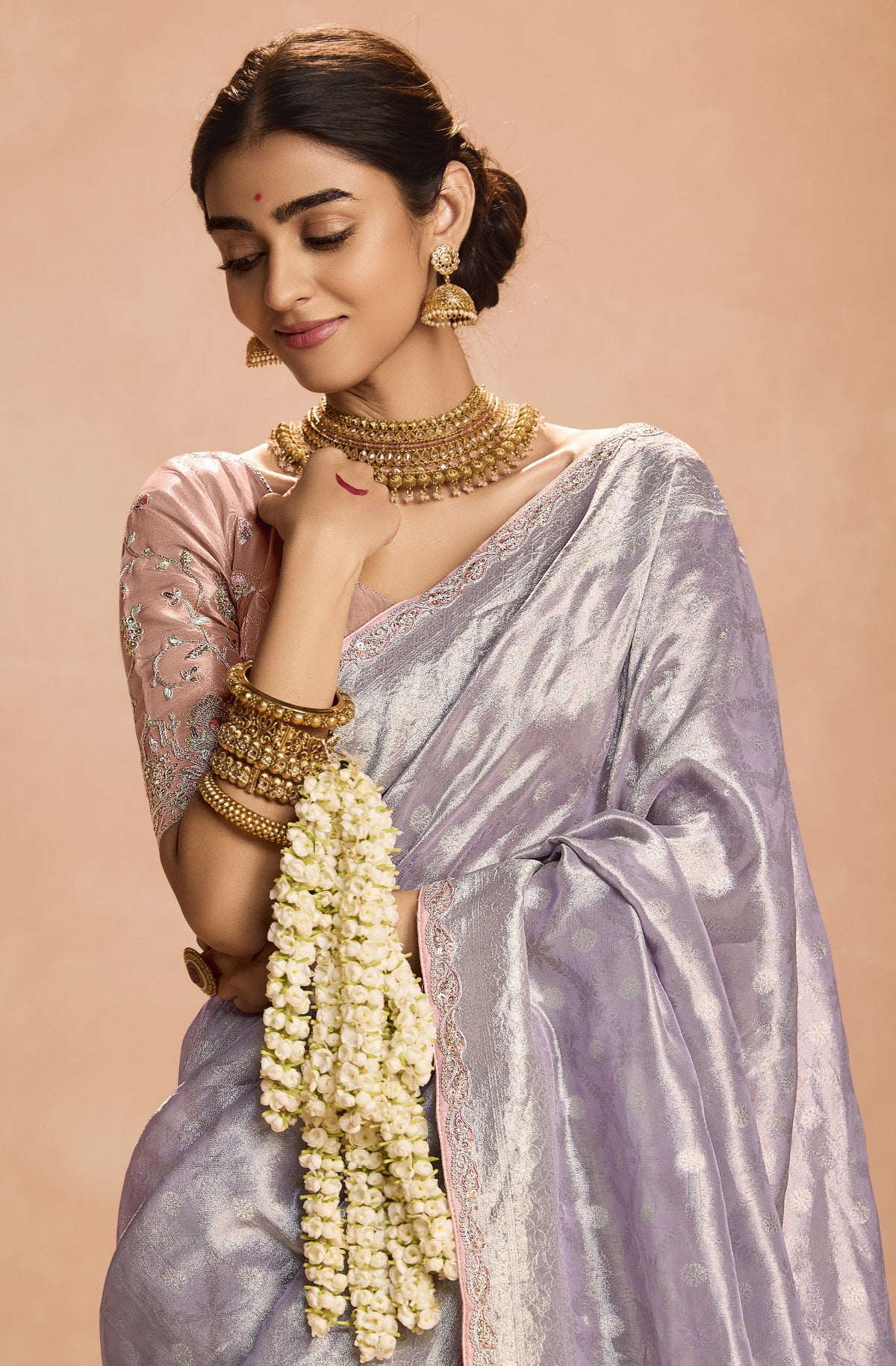 Shop Grey Banarasi Silk Sarees Online - STORI