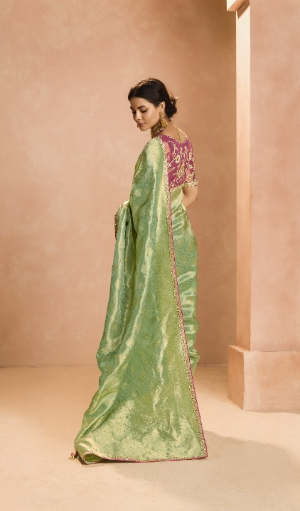 Shop Green Banarasi Silk Sarees Online - STORI