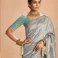 Shop Grey Banarasi Silk Sarees Online - STORI