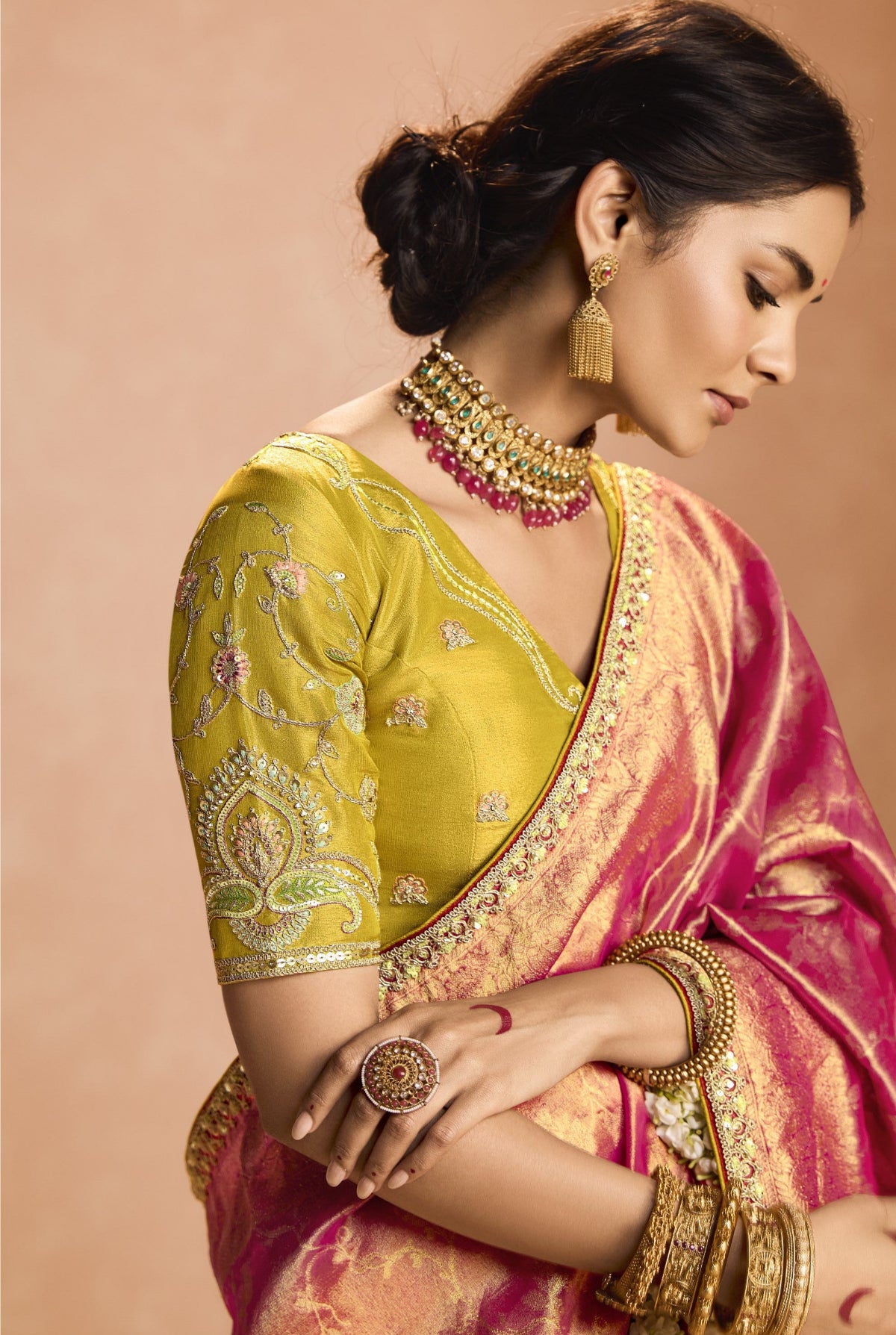 Shop Red Banarasi Silk Sarees Online - STORI