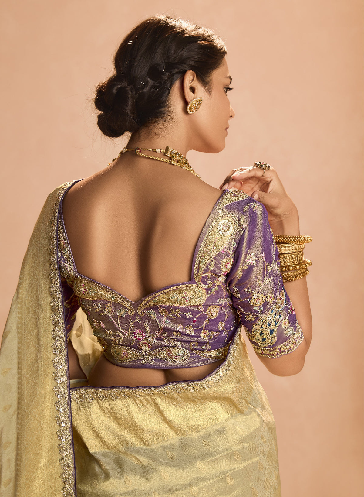 Shop Golden Banarasi Silk Sarees Online - STORI