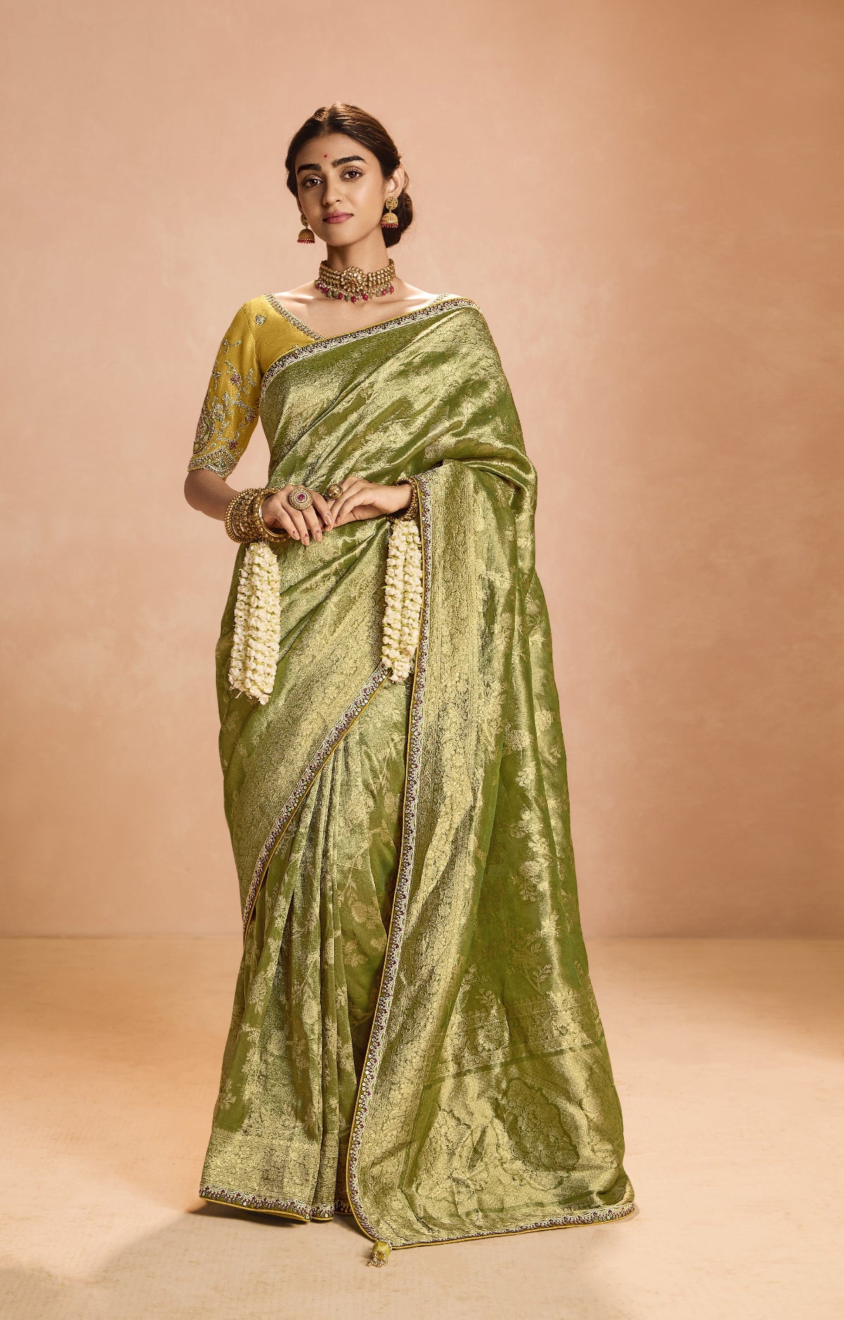Shop Green Banarasi Silk Sarees Online - STORI