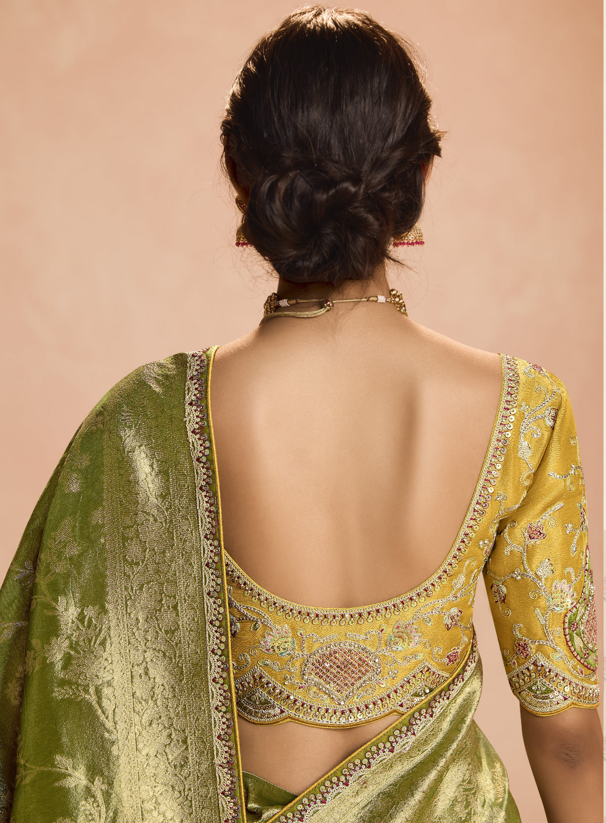 Shop Green Banarasi Silk Sarees Online - STORI