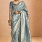 Shop Grey Banarasi Silk Sarees Online - STORI