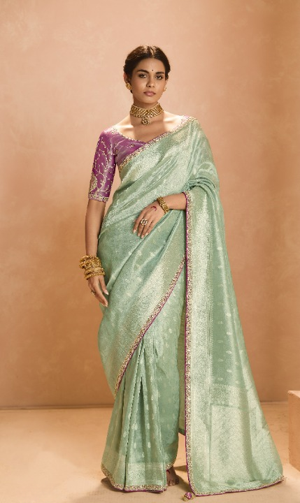 Shop Green  Banarasi Silk Sarees Online - STORI