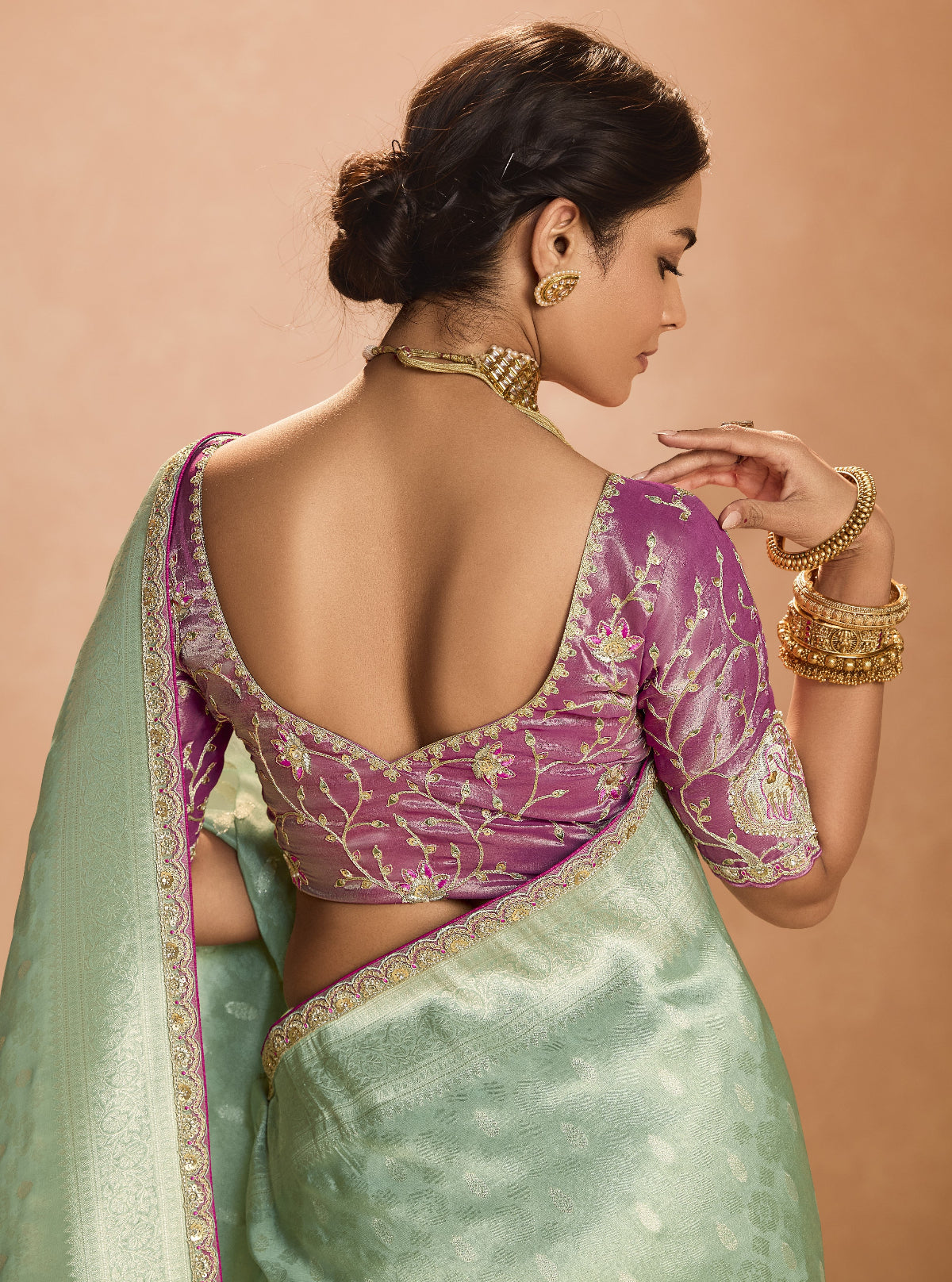 Shop Green  Banarasi Silk Sarees Online - STORI