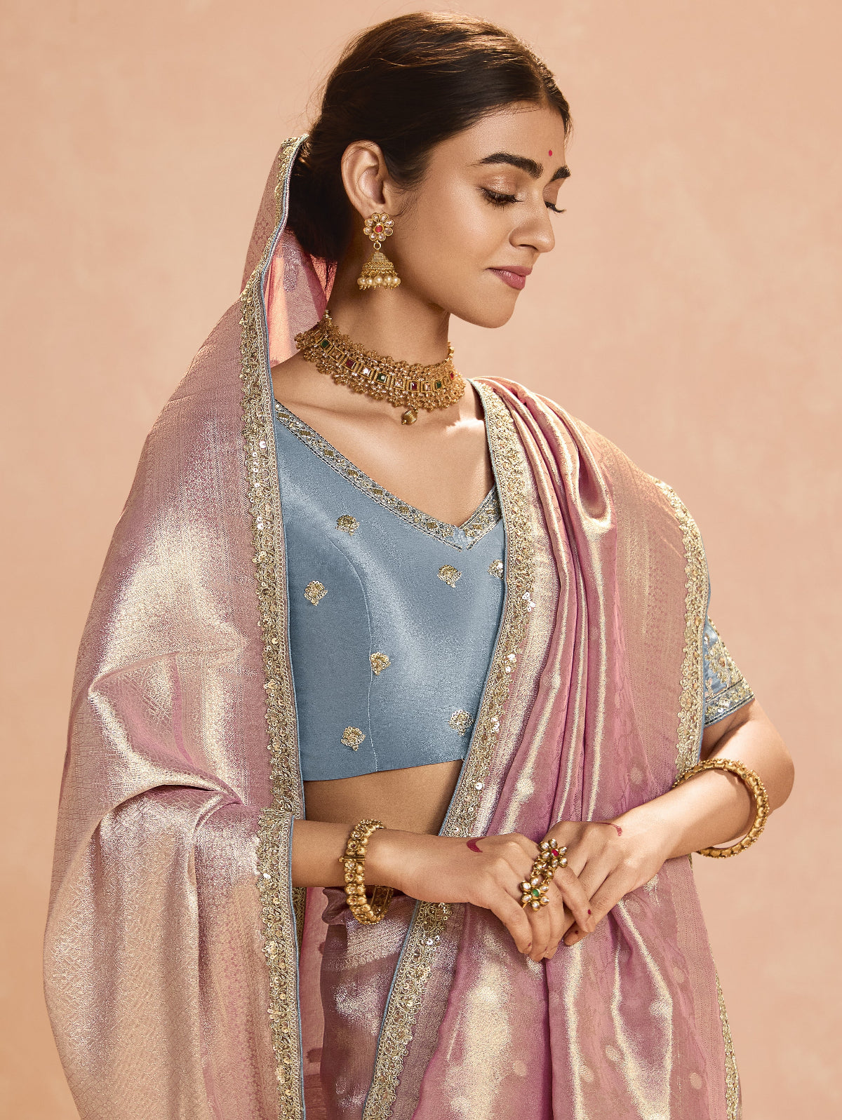 Shop Pink  Banarasi Silk Sarees Online - STORI