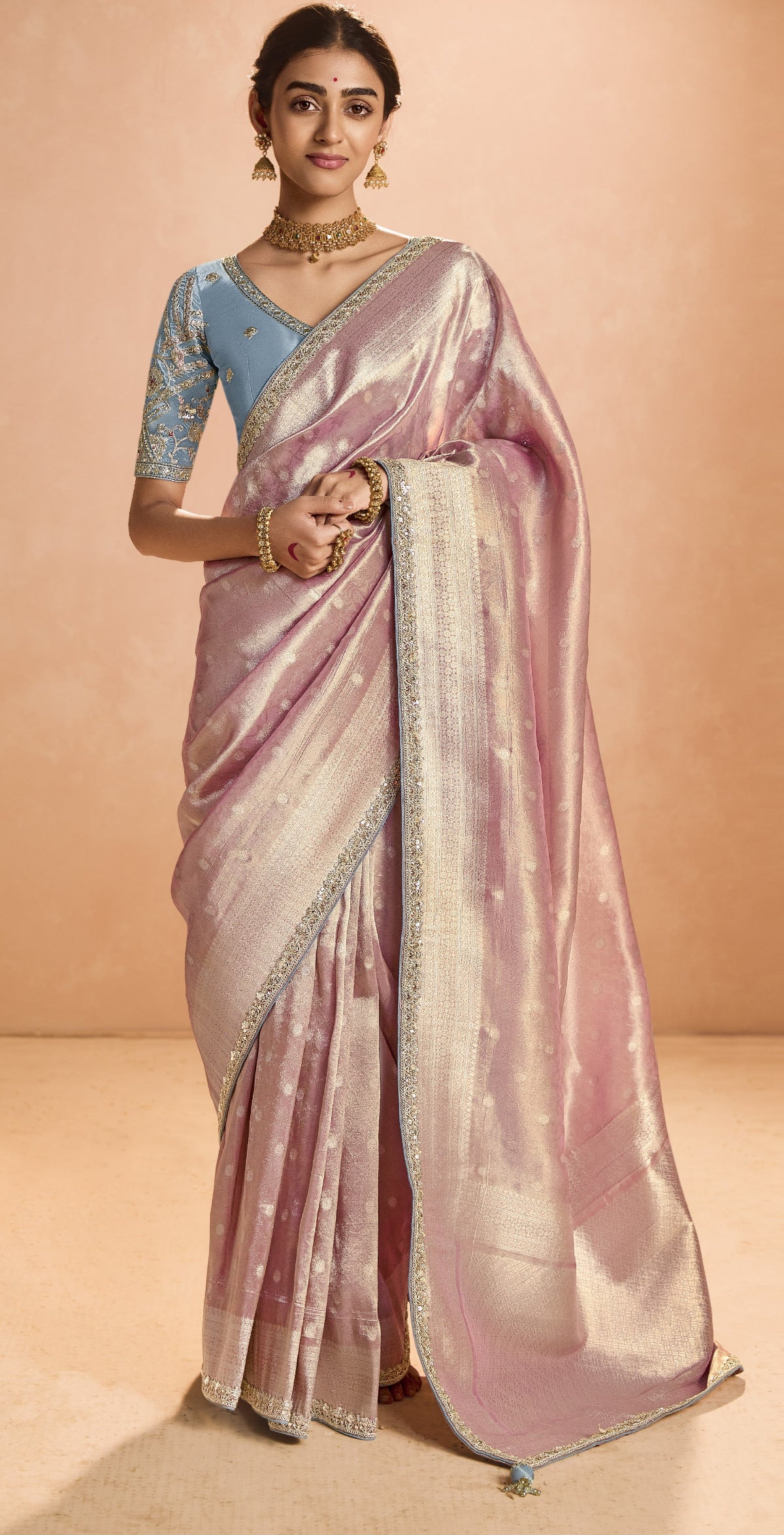 Shop Pink  Banarasi Silk Sarees Online - STORI