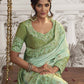 Mint Green Heavy Embroidered Designer Silk Saree