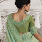 Mint Green Heavy Embroidered Designer Silk Saree