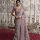 Light Purple Heavy Embroidered Designer Silk Saree