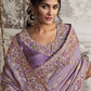 Light Purple Heavy Embroidered Designer Silk Saree