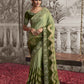 Light Green Heavy Embroidered Designer Silk Saree
