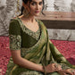 Light Green Heavy Embroidered Designer Silk Saree