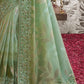 Mint Green Heavy Embroidered Designer Silk Saree
