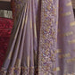 Light Purple Heavy Embroidered Designer Silk Saree