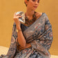 Stone Grey Weaved Lucknowi Chikankari Saree