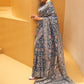 Stone Grey Weaved Lucknowi Chikankari Saree