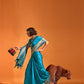 Bright Sky Blue Soft Satin Silk Saree