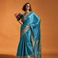 Bright Sky Blue Soft Satin Silk Saree