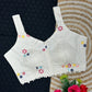 Cambric Cotton Designer Blouse With Embroidery And Sequined Work