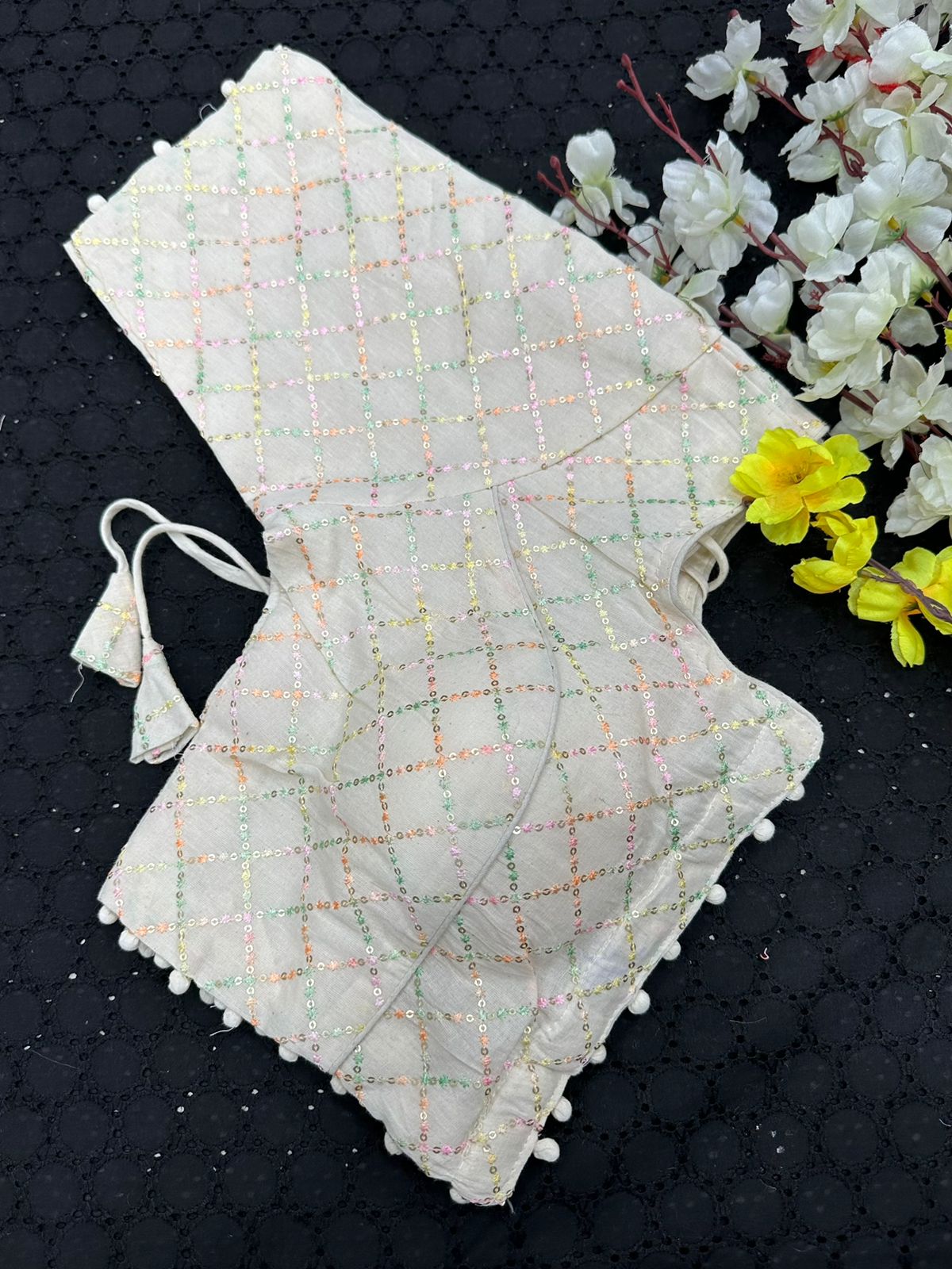 Khadi Cotton Designer Blouse With Multithread Embroidery
