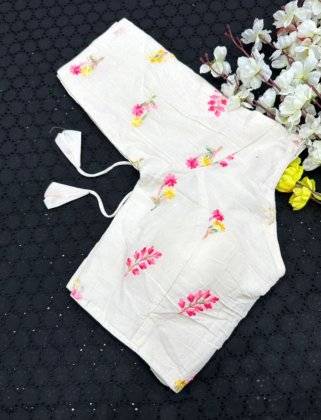 Khadi Cotton Designer Blouse With Multithread Embroidery