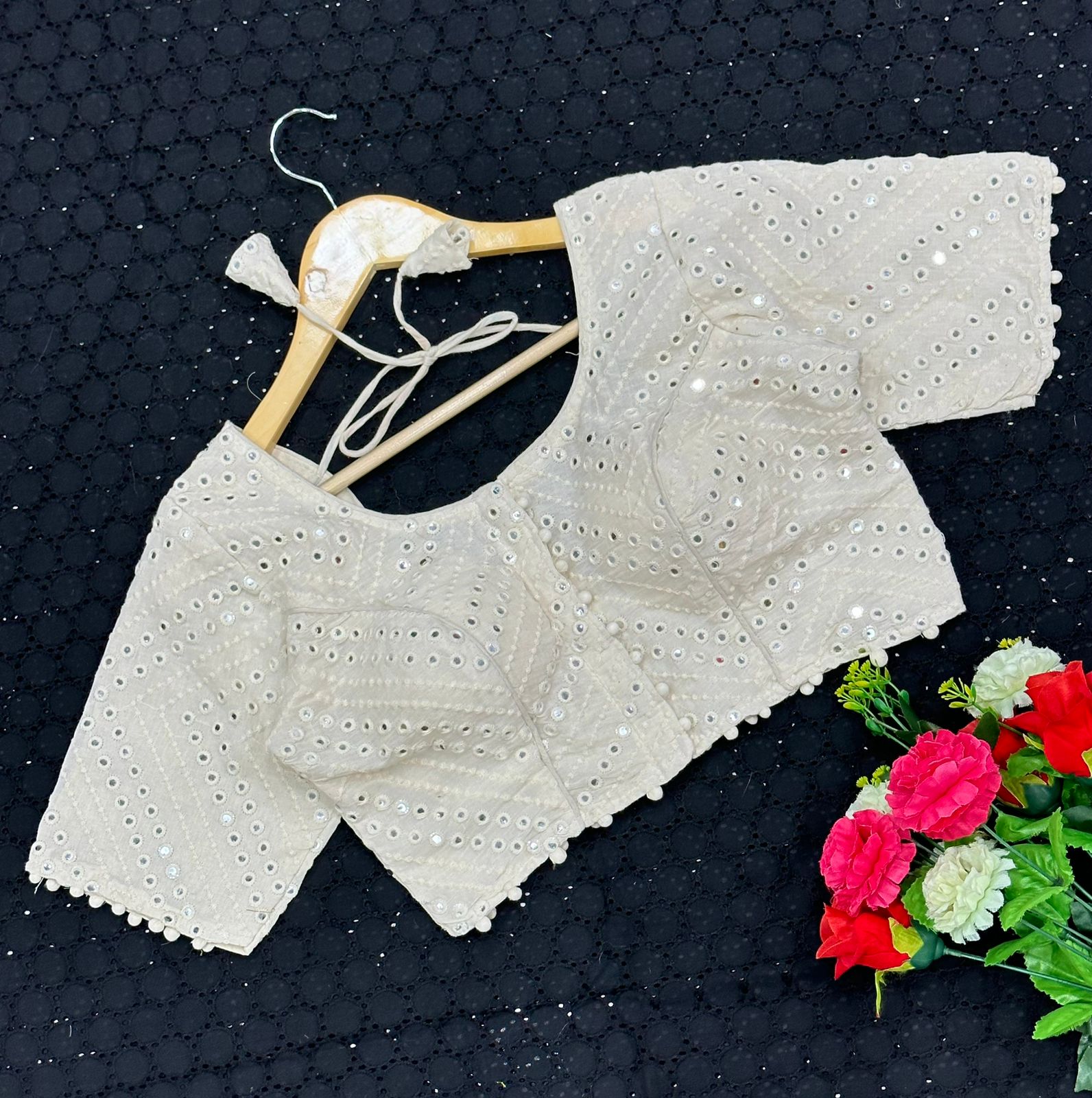 Khadi Cotton Designer Blouse With Multithread Embroidery