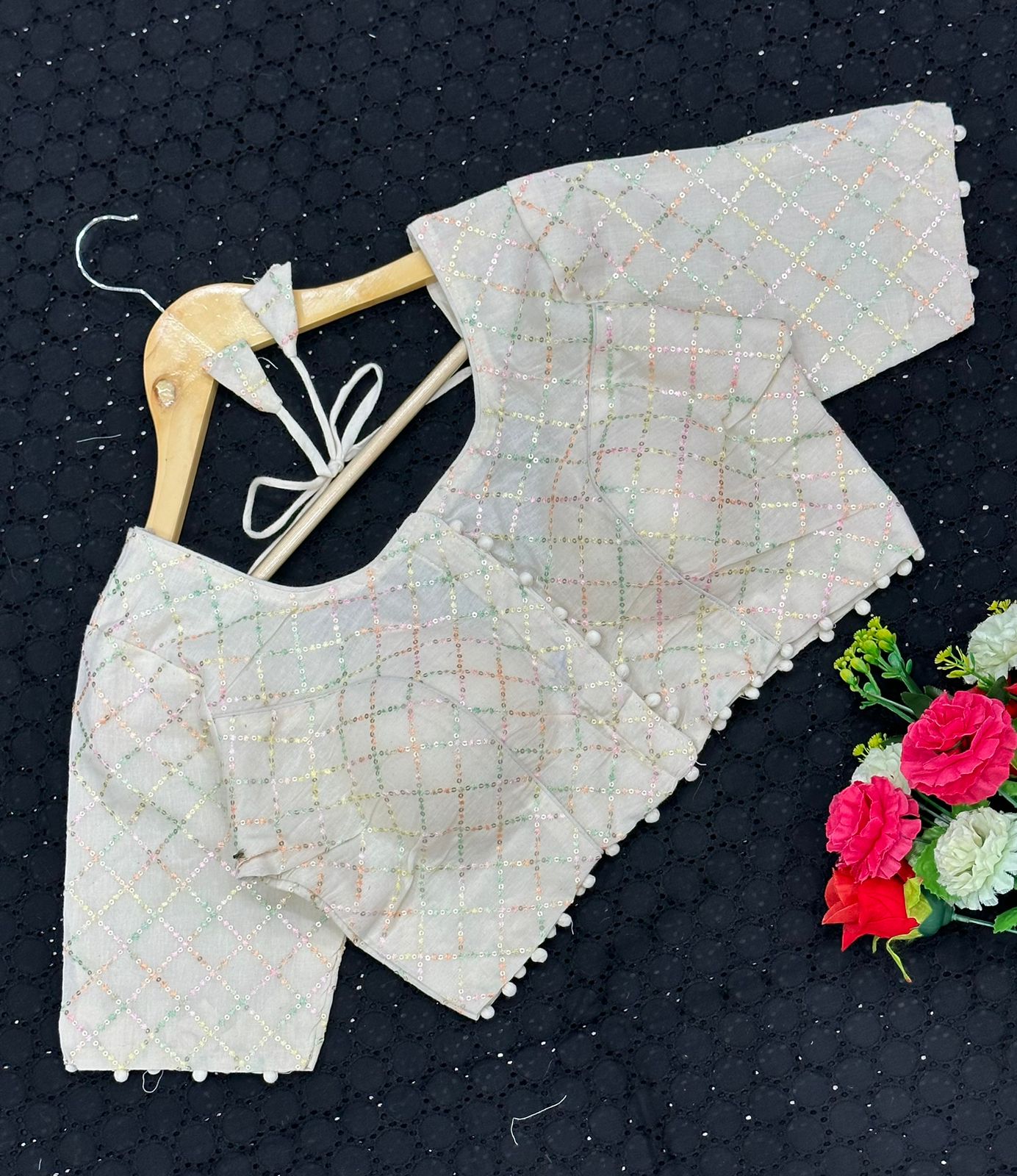 Khadi Cotton Designer Blouse With Multithread Embroidery