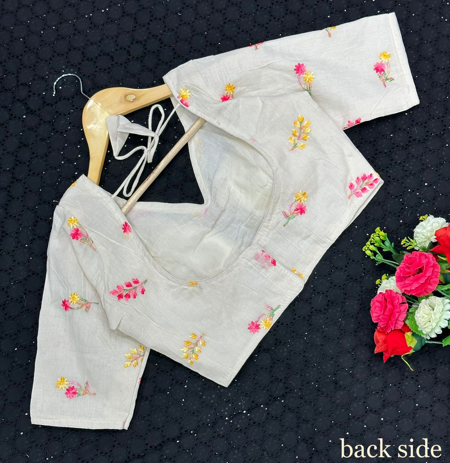 Khadi Cotton Designer Blouse With Multithread Embroidery