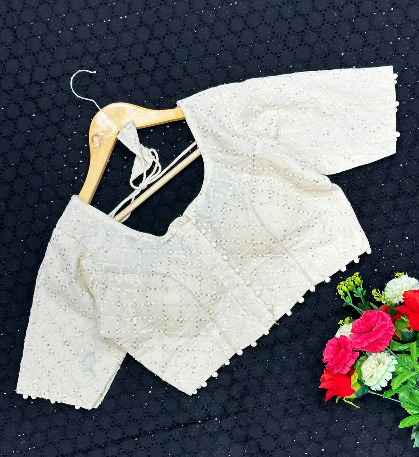 Khadi Cotton Designer Blouse With Multithread Embroidery