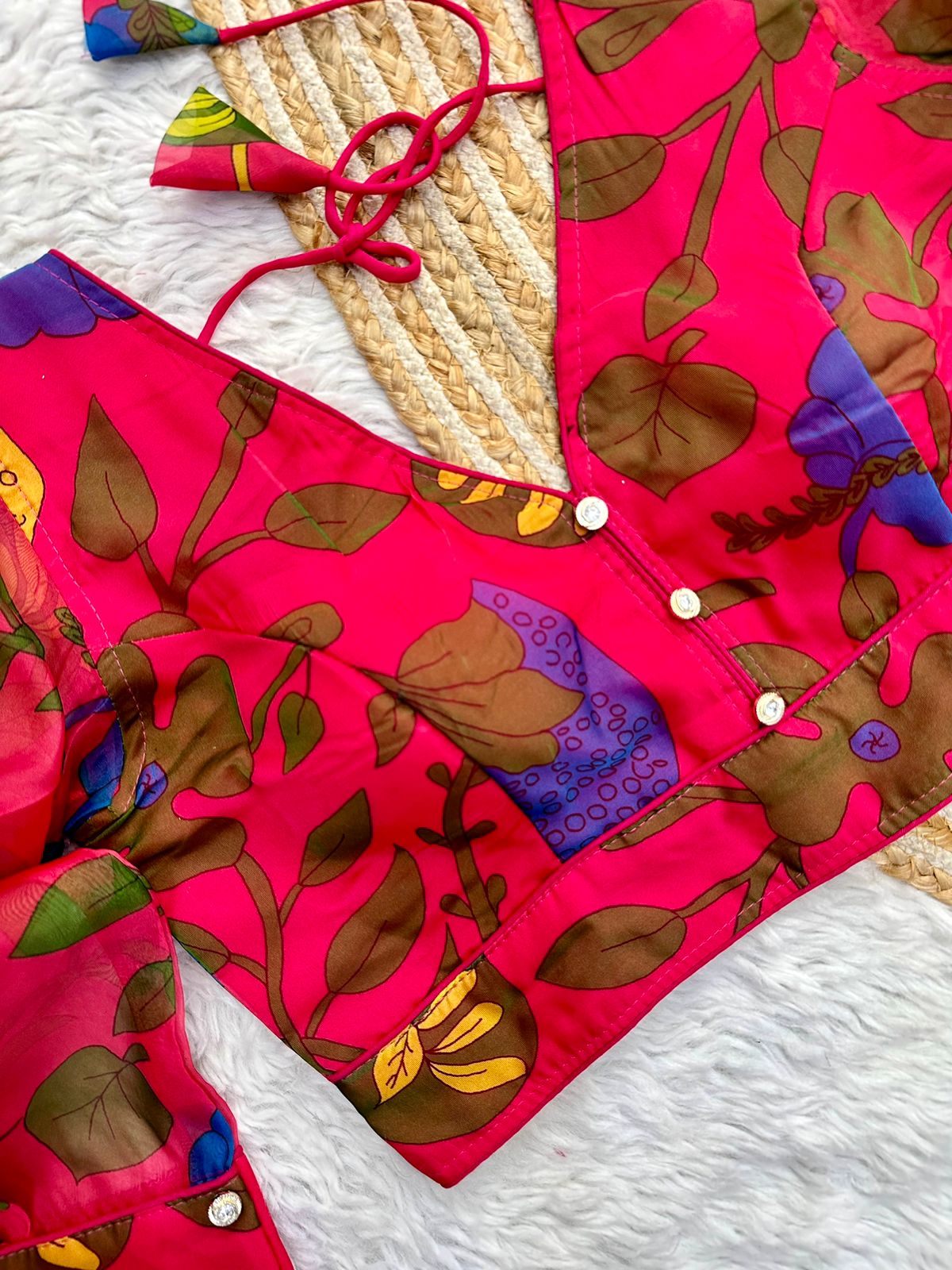 Kalamkari Printed Organza Long Sleeved Designer Blouse