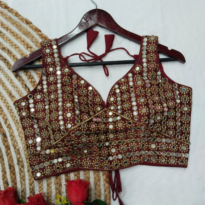 Mirror Embroidered Phantom Silk Readymade Blouse