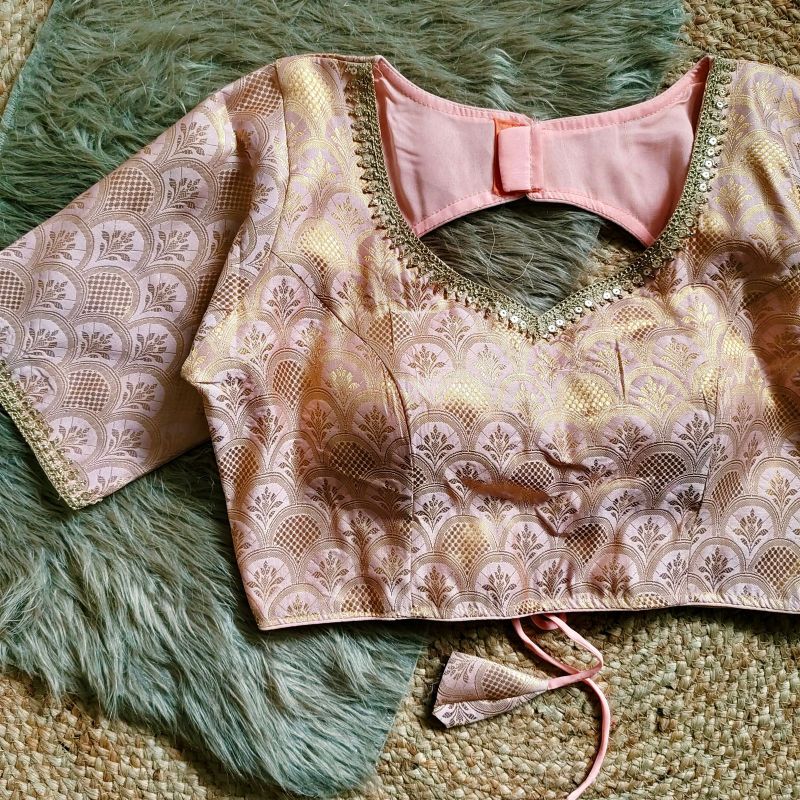Brocade Weaved With Sequined Designer Silk Blouse