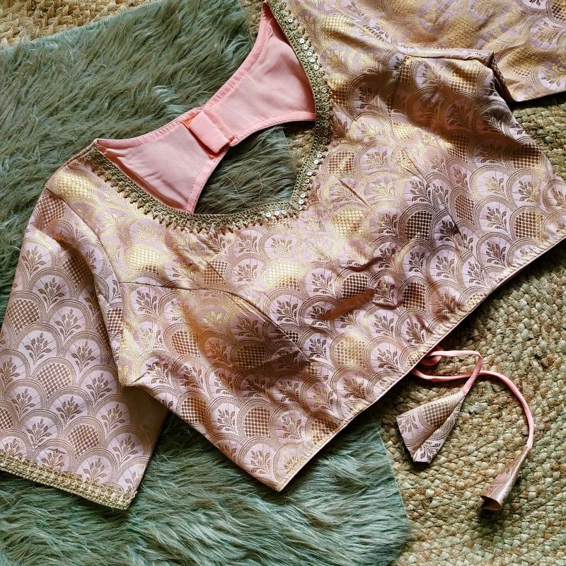 Brocade Weaved With Sequined Designer Silk Blouse