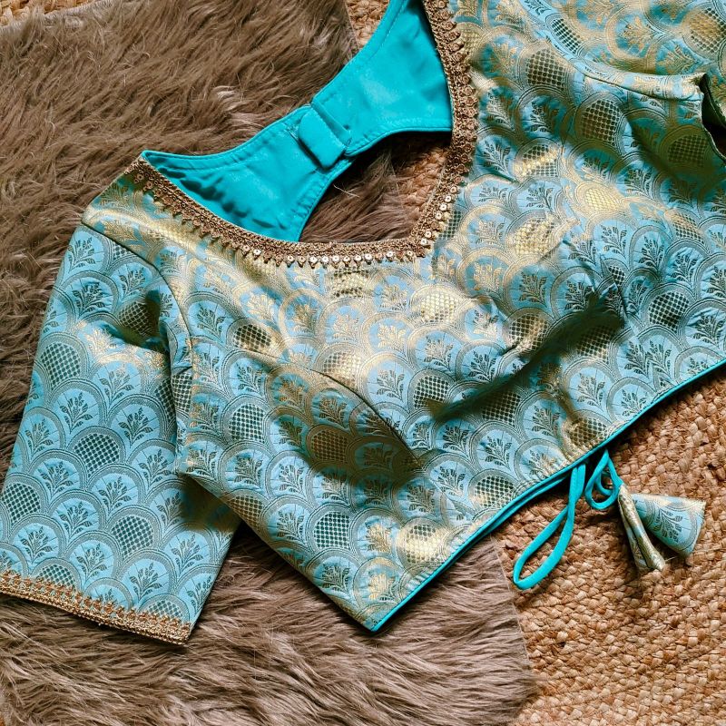 Brocade Weaved With Sequined Designer Silk Blouse
