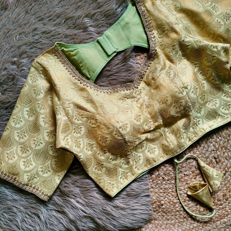 Brocade Weaved With Sequined Designer Silk Blouse