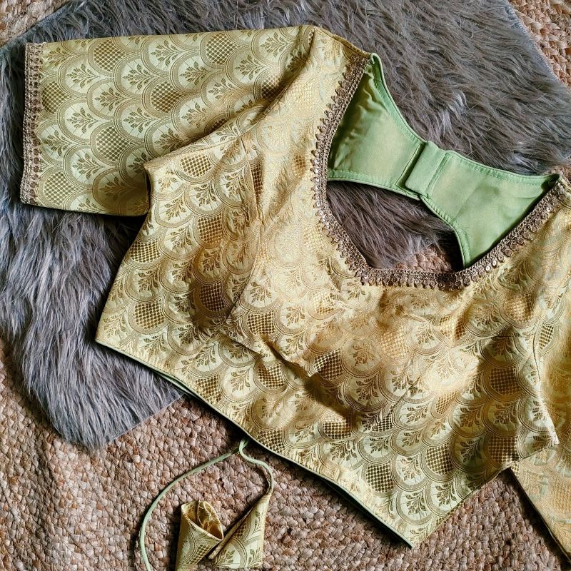 Brocade Weaved With Sequined Designer Silk Blouse