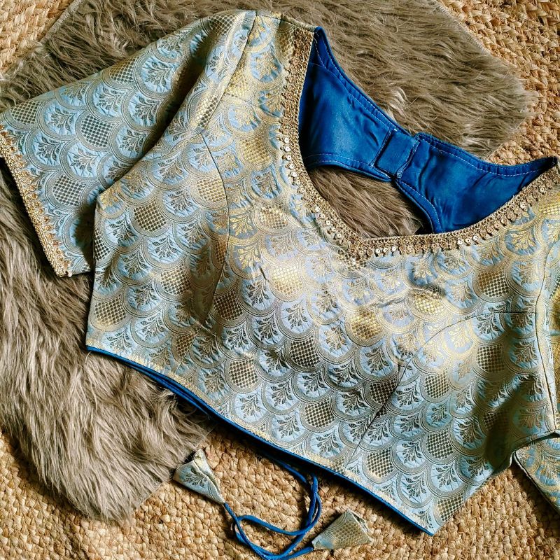Brocade Weaved With Sequined Designer Silk Blouse