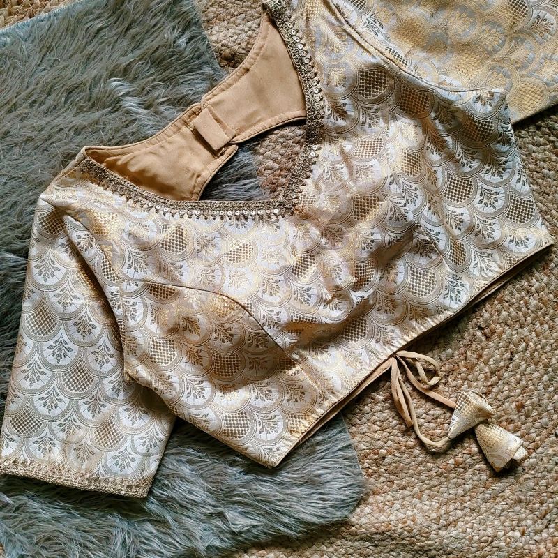 Brocade Weaved With Sequined Designer Silk Blouse