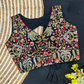 Floral Allover Embroidered Phantom Silk Blouse With Sequins & Optional Sleeves