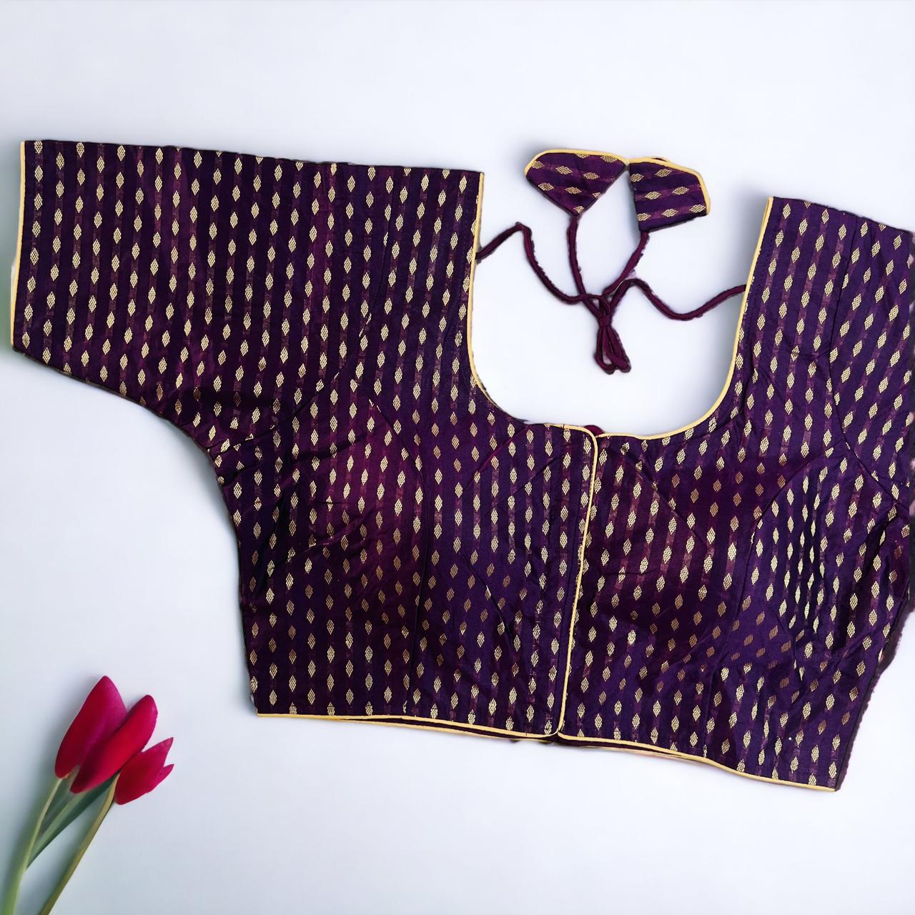 Banarasi Silk Blouse with Allover Spun Jacquard Motifs
