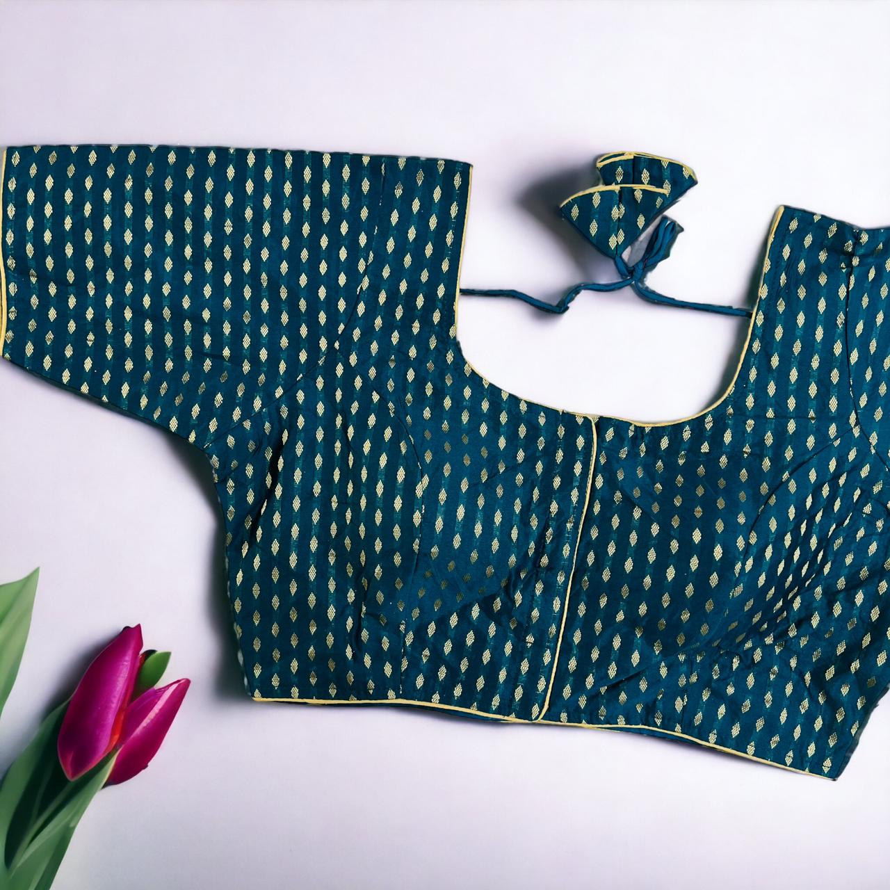 Banarasi Silk Blouse with Allover Spun Jacquard Motifs