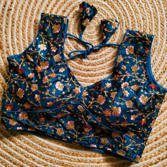 Multicolor Embroidered Soft Silk Designer Blouse4