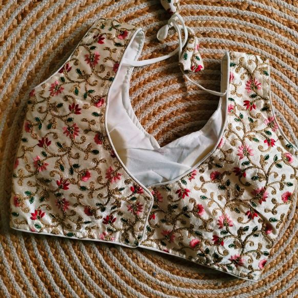 Multicolor Embroidered Soft Silk Designer Blouse