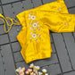 Floral Embroidered Work Silk Blouse With V-Neck At Back